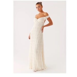 Peppermayo Exclusive Embrace Maxi Dress Ivory Cream US 0 XS